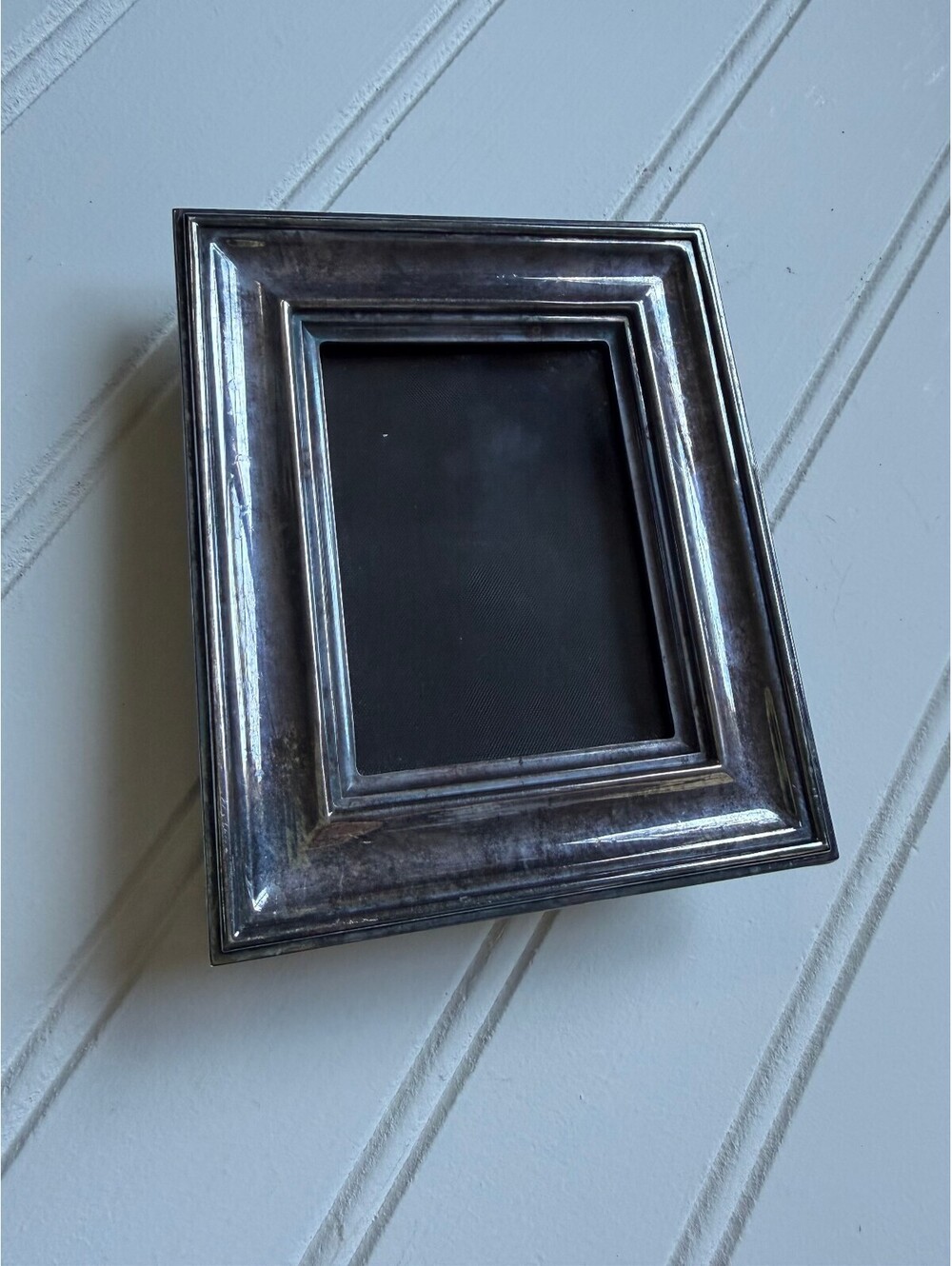 Vintage Restoration Hardware Rhodes Flared Silver Plated 2x3 Frame Velvet Mini